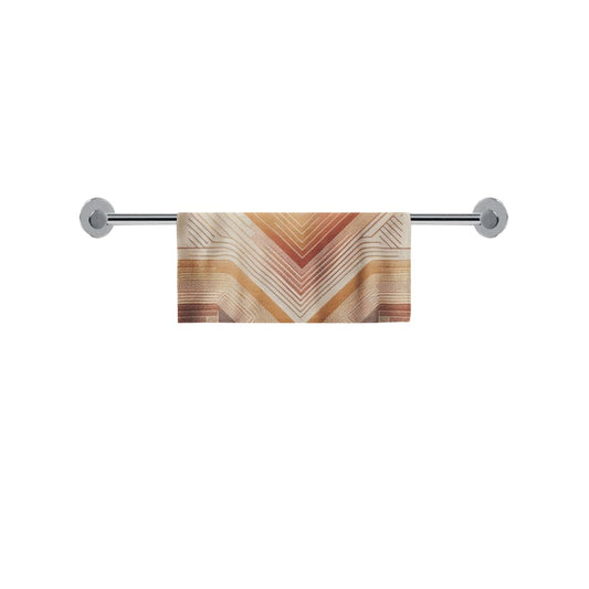 Modern Geometric Bathroom Set | Gold & Red Abstract Shower Curtain | Bold Afro-Inspired Bath Décor  -  Square Towel 13“x13” – L53522196