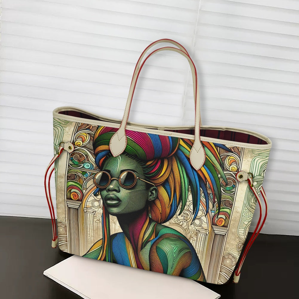 Rhythmic Radiance: Afrocentric Artistry for Fashion Accessories - Women PU Leather Handbags - #2011