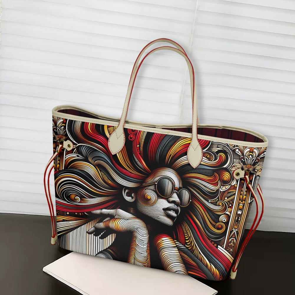 Rhythmic Radiance: Afrocentric Artistry for Fashion Accessories - Women PU Leather Handbags - #2015