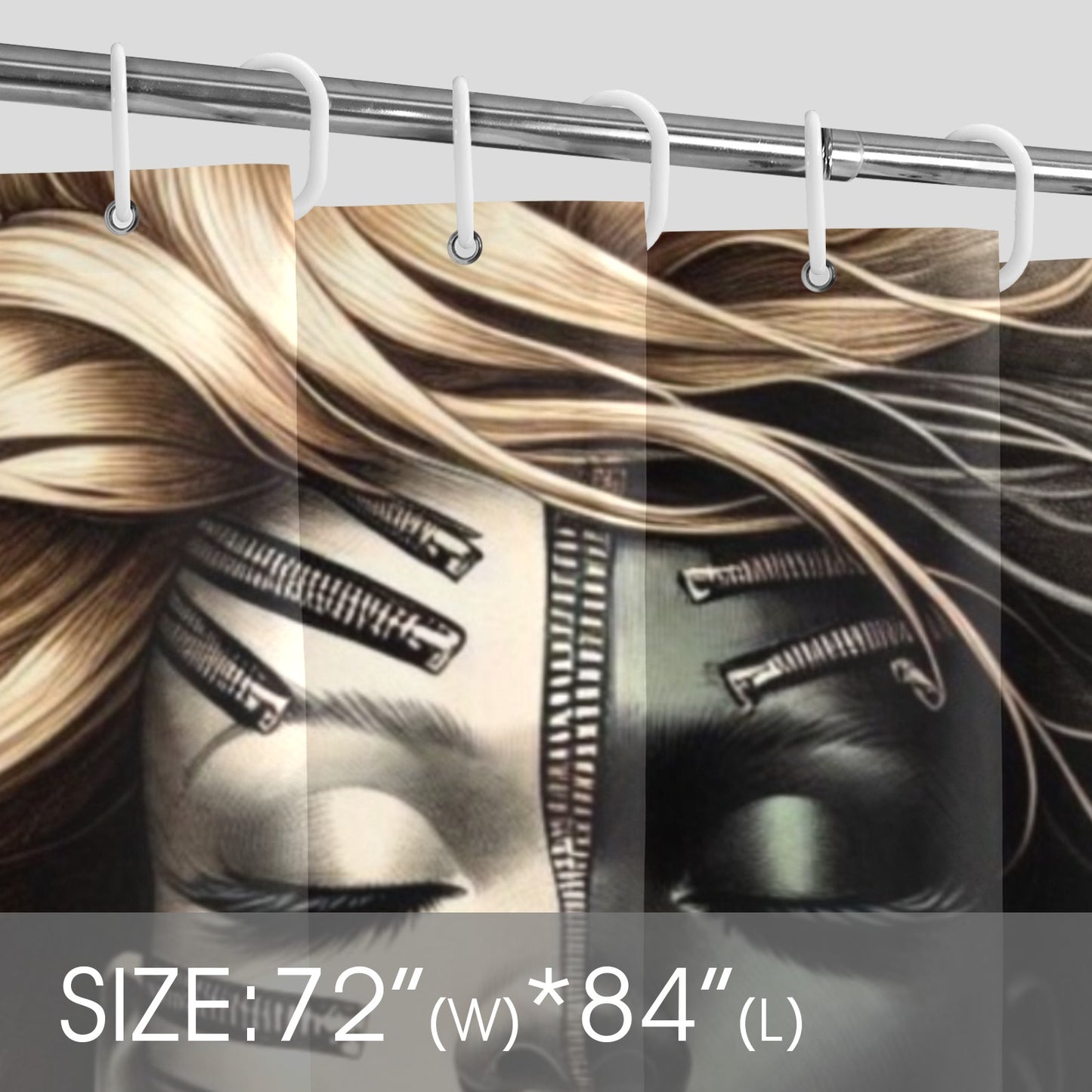 Shower Curtain  - Velvet's View - Mechanical Muse - The Fusion of Fashion and Futurism - 72"x84" 1610