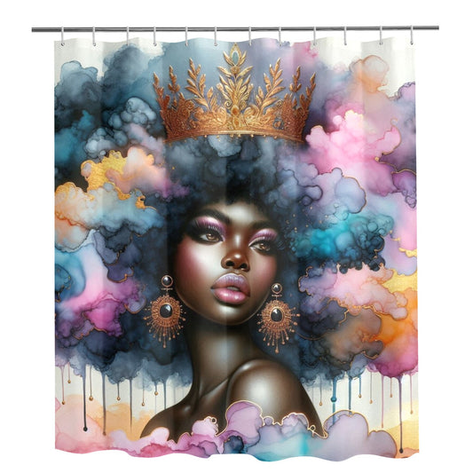 Afro Royalty Shower Curtain Collection – Black Queen Art Bathroom Decor  By Velvet's View - 92271b74