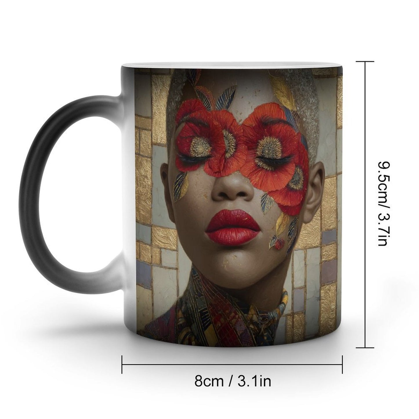 The Gilded Bloom Collection – Red Poppy Portrait Series (Coffee Mugs) by Velvet's View - Discoloration Mug Discoloration Mug - B47009