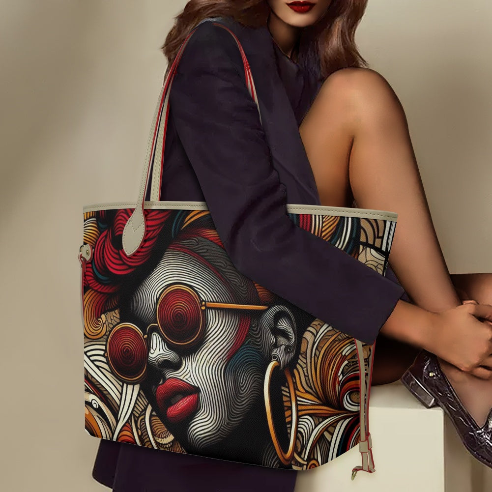 Rhythmic Radiance: Afrocentric Artistry for Fashion Accessories - Women PU Leather Handbags - #2016