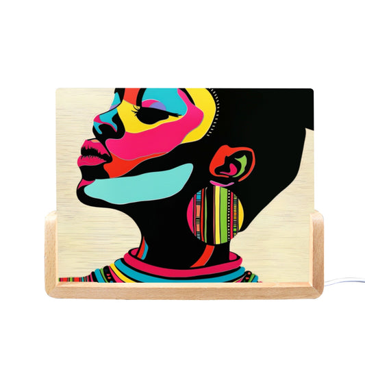 Radiant Expressions: The Bold Faces Collection - Acrylic Photo Night Light 8"x6"(U-Shaped Beech Base) - #2012