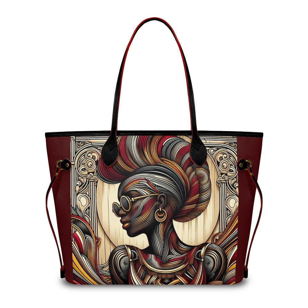 Rhythmic Radiance: Afrocentric Artistry for Fashion Accessories - Women PU Leather Handbags - #2014