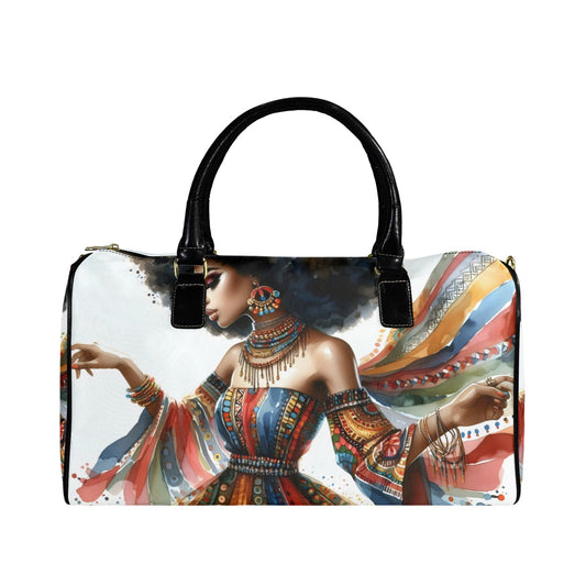 Bohemian Elegance: A Celebration of Color and Culture Collection - Large Capacity Travel Bag-Small (Black Short Patch) - #2012