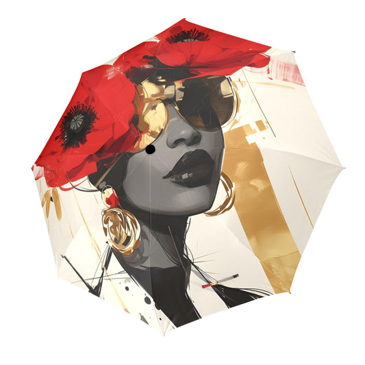 Bold Elegance: The Poppy Collection - Semi-Automatic Foldable Umbrella (Model U12) - #2014