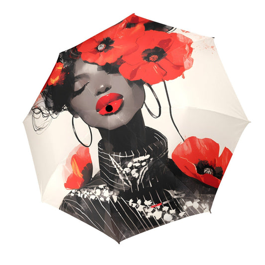 Bold Elegance: The Poppy Collection - Semi-Automatic Foldable Umbrella (Model U12) - #2019
