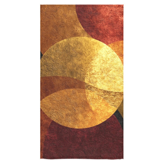 Modern Geometric Bathroom Set | Gold & Red Abstract Shower Curtain | Bold Afro-Inspired Bath Décor  -  Bath Towel 30"x56" – O853214