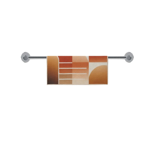 Modern Geometric Bathroom Set | Gold & Red Abstract Shower Curtain | Bold Afro-Inspired Bath Décor  -  Square Towel 13“x13” – L539777