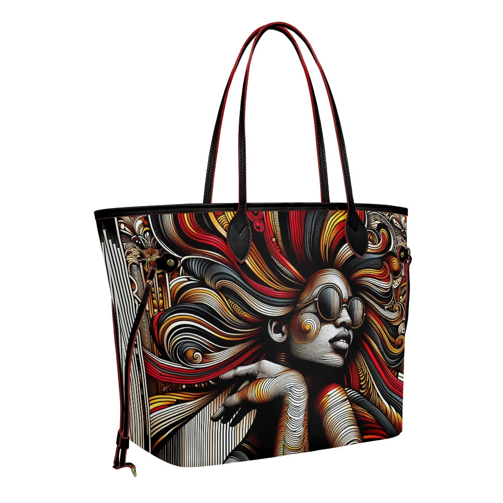 Rhythmic Radiance: Afrocentric Artistry for Fashion Accessories - Women PU Leather Handbags - #2015