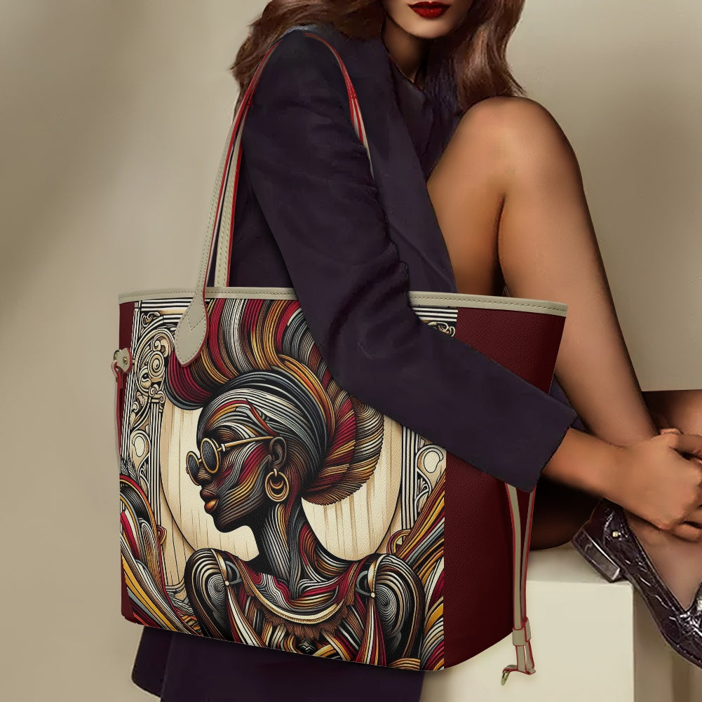 Rhythmic Radiance: Afrocentric Artistry for Fashion Accessories - Women PU Leather Handbags - #2014