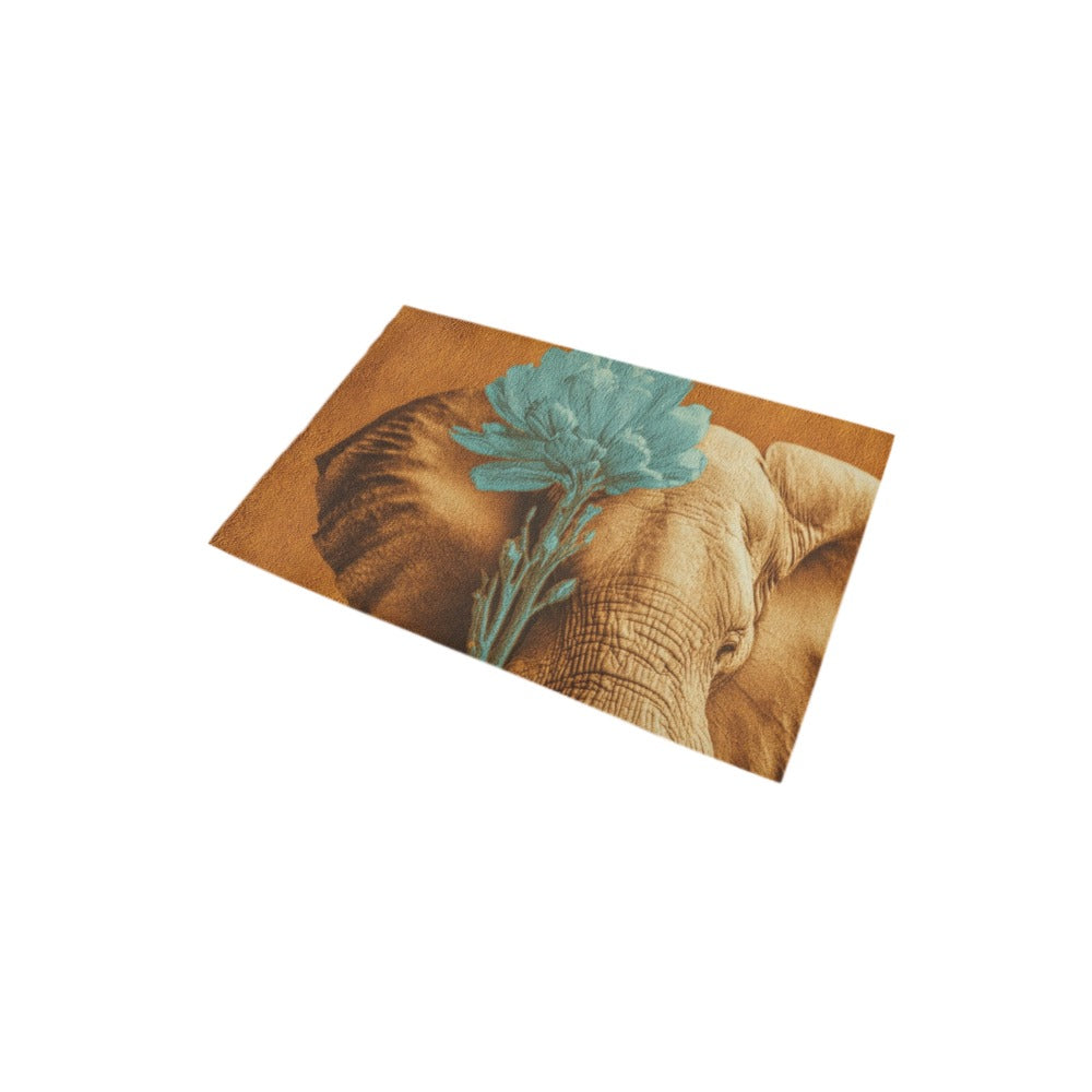 Elephant Art Shower Curtain & Bathroom Decor Set – Bold African Inspired Wildlife, Floral Jungle Theme, Elegant Boho Bathroom Accessories - Bath Rug 20''x 32'' - C326585