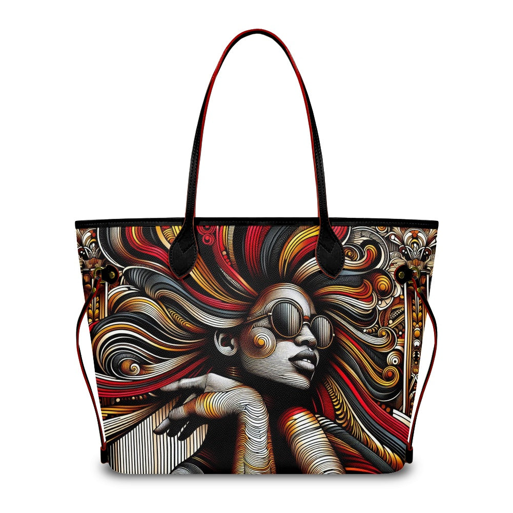 Rhythmic Radiance: Afrocentric Artistry for Fashion Accessories - Women PU Leather Handbags - #2015