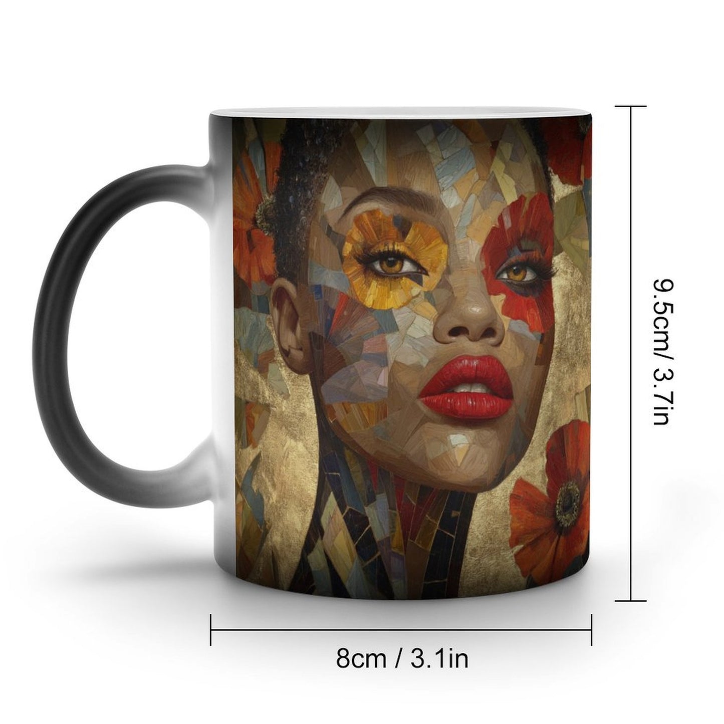 The Gilded Bloom Collection – Red Poppy Portrait Series (Coffee Mugs) by Velvet's View - Discoloration Mug Discoloration Mug - B47447