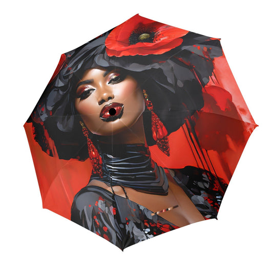 Bold Elegance: The Poppy Collection - Semi-Automatic Foldable Umbrella (Model U12) - #2023