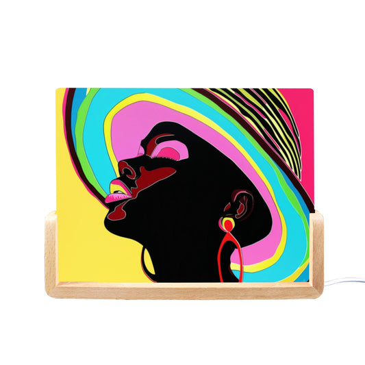 Radiant Expressions: The Bold Faces Collection - Acrylic Photo Night Light 8"x6"(U-Shaped Beech Base) - #2013