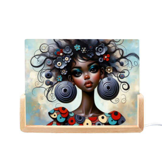 Bold & Beautiful: Afrocentric Digital Art Collection - Acrylic Photo Night Light 8"x6"(U-Shaped Beech Base) - #2011