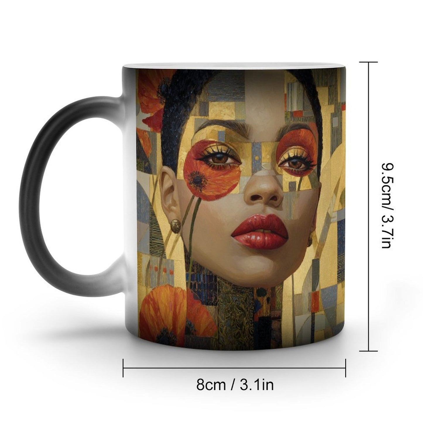 The Gilded Bloom Collection – Red Poppy Portrait Series (Coffee Mugs) by Velvet's View - Discoloration Mug Discoloration Mug - B47951