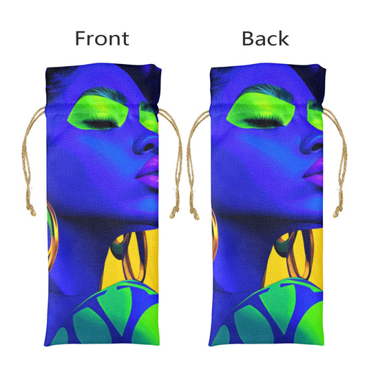 Vivid Visions: The Essence of Afro-Modernism Collection - Linen Wine Bottle Bag - #2011