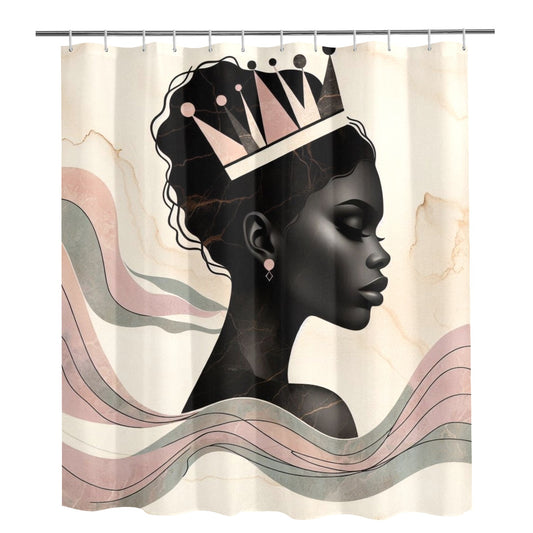 Afro Royalty Shower Curtain Collection – Black Queen Silhouette Art for Bathroom Décor - 5184577564