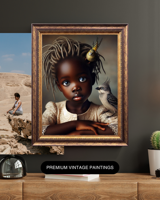 Black Girl Art - Kid's Digital Art - Velvet's View - A Little Girl and Her Bird 537