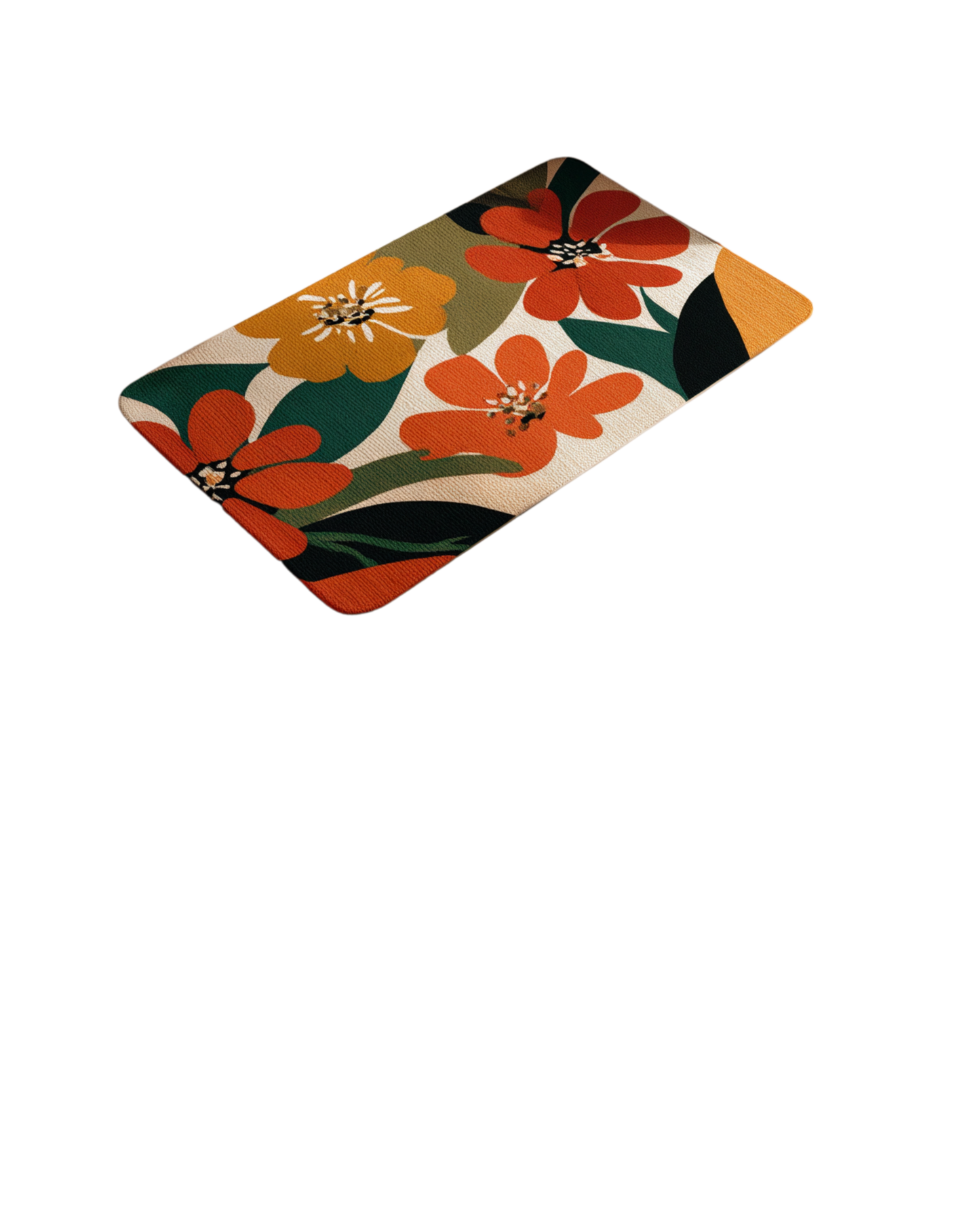 Retro Floral Bathroom Decor Set | Boho Abstract Shower Curtain, Towels & Wall Art | Mid Century Modern Bath Mat | Earth Tone Bathroom Collection - Square Towel 13“x13”